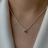 925 Silver Green-Diamond Gypsophila Necklace Women Temperament Clavicle Chain