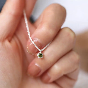 925 Silver Green Zircon Circle Interlocking Pendant Earrings Set