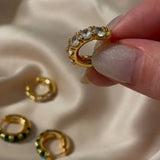 925 Silver Green Zircon Hoop Earrings Retro Style Party Jewelry
