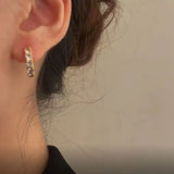 925 Silver Green Zircon Hoop Earrings Retro Style Party Jewelry