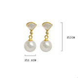 925 Silver Fan Shell Pearl Earrings for Women
