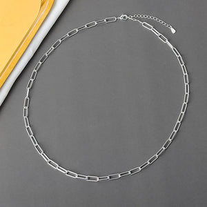 925 Silver Hiphop Necklace Geometric Chain for Women