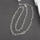 925 Silver Hiphop Necklace Geometric Chain for Women