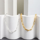 925 Silver Hiphop Necklace Geometric Chain for Women