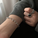 Sterling Silver Thick Chain Bracelet Vintage Hasp
