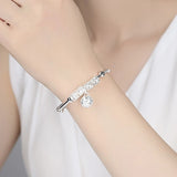 925 Silver Hollow Bells Ball Bangle Adjustable Girl Party Wedding Jewelry
