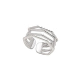 925 Silver Hollowed Out Index Finger Multilayer Ring Women's Jewelry