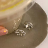 925 Silver Hollowed Out Index Finger Multilayer Ring Women's Jewelry