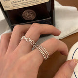 925 Silver Hollowed Out Index Finger Multilayer Ring Women's Jewelry