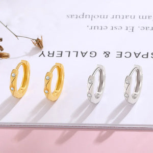 925 Silver Hoop Earring Geometric Diamond Ins Style