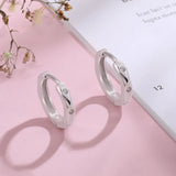 925 Silver Hoop Earring Geometric Diamond Ins Style
