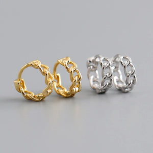 925 Sterling Silver Chain Circle Buckle Earrings For Women
