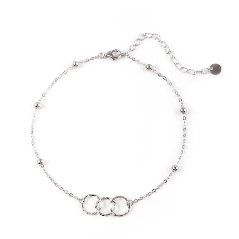 925 Silver Three-ring Anklet for Women