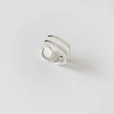 925 Silver Geometric Twist Woven Open Ring Retro Jewelry