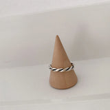 925 Silver Geometric Twist Woven Open Ring Retro Jewelry