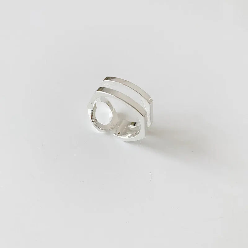 925 Silver Geometric Twist Woven Open Ring Retro Jewelry