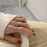 925 Silver Geometric Twist Woven Open Ring Retro Jewelry