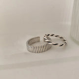 925 Silver Geometric Twist Woven Open Ring Retro Jewelry