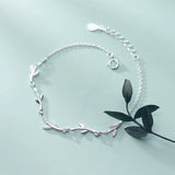 925 Sterling Silver Leaf Bracelet For Women Sweet Temperament Girlfrie