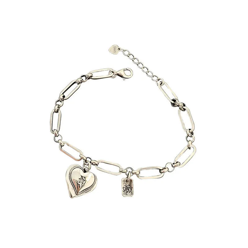 925 Silver LOVE Heart Bracelets Vintage Party Jewelry