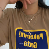 925 Silver Lock Pendant Necklace Thick Chain Party Accessories