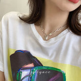 925 Silver Lock Pendant Necklace Thick Chain Party Accessories