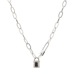 925 Silver Lock Pendant Necklace Thick Chain Party Accessories