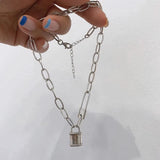 925 Silver Lock Pendant Necklace Thick Chain Party Accessories
