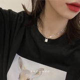 925 Silver Lock Pendant Necklace Thick Chain Party Accessories