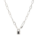 925 Silver Lock Pendant Necklace Thick Chain Party Accessories