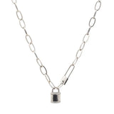 925 Silver Lock Pendant Necklace Thick Chain Party Accessories
