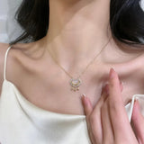 925 Silver Longevity Lock Necklace Women Auspicious Clouds Peace Chain