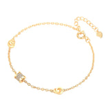 925 Silver Love Double Button Zircon Bead Bracelet Women Chain Charm Gift