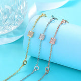 925 Silver Love Double Button Zircon Bead Bracelet Women Chain Charm Gift