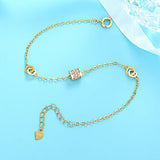 925 Silver Love Double Button Zircon Bead Bracelet Women Chain Charm Gift