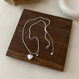 925 Silver Love Heart Pearl Star Necklace Choker