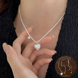 925 Silver Love Heart Pearl Star Necklace Choker