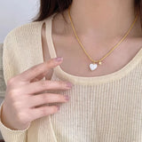 925 Silver Love Heart Pearl Star Necklace Choker