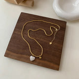 925 Silver Love Heart Pearl Star Necklace Choker