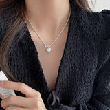 925 Silver Love Heart Pearl Star Necklace Choker