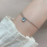 925 Sterling Silver Love Heart Pendant Bracelet Adjustable Ball