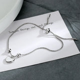 925 Sterling Silver Love Heart Pendant Bracelet Adjustable Ball