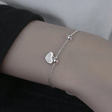 925 Sterling Silver Love Heart Pendant Bracelet Adjustable Ball