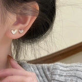 925 Sterling Silver Love Heart Three PC Earring for Women Girl