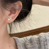 925 Sterling Silver Love Heart Three PC Earring for Women Girl