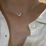 925 Silver Heart Zircon Necklace Women's Jewelry