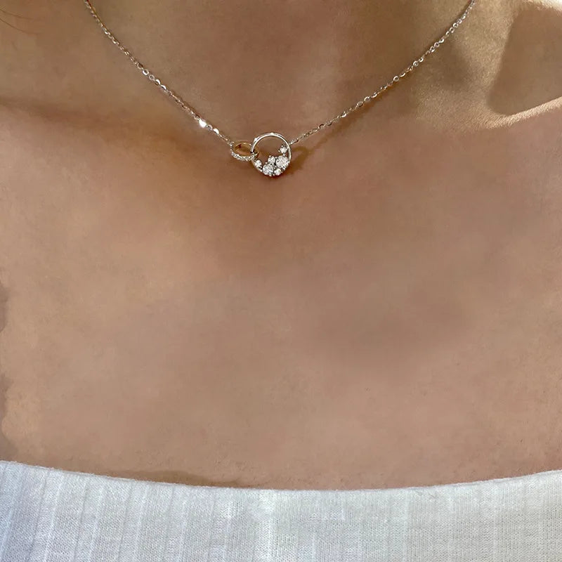925 Silver Heart Zircon Necklace Women's Jewelry
