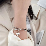 925 Sterling Silver Love OT Buckle Bracelet For Women