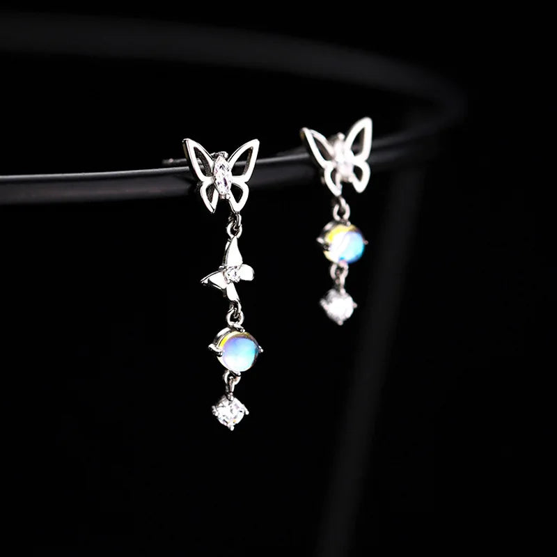 925 Silver Moonstone Butterfly Earrings, Fairy Summer Jewelry