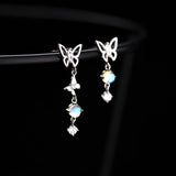 925 Silver Moonstone Butterfly Earrings, Fairy Summer Jewelry